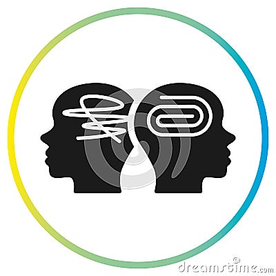 bipolar disorder or order in head icon, mental health, human calm or anxiety Vector Illustration